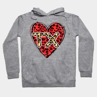 Love TEXAS Leopard Heart TX Hoodie